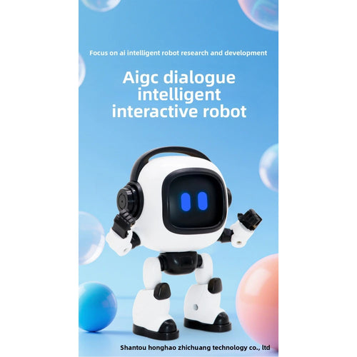 AI Interactive Desk Robot with Voice Recognition Feature Talking Companion, Learning Games, Educational Toy for Kids