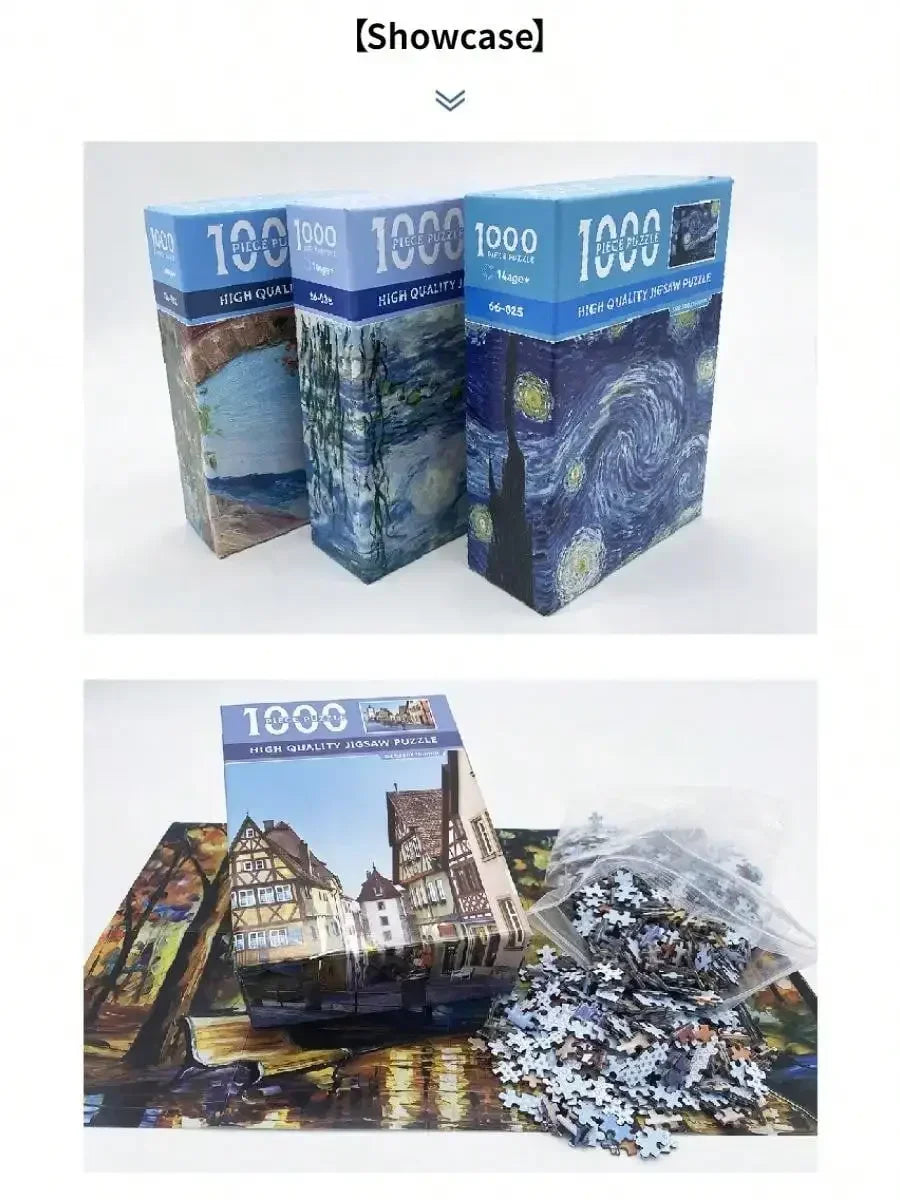 38*26cm Mini Jigsaw Puzzle 1000 Pieces for Adults Famous Oil Painting Van Gogh Puzzle Christmas Gift Toy Educational Toys